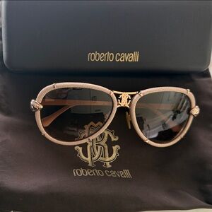 Roberto Cavalli Gold Frame Sunglasses with Dark Lenses